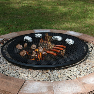 VEVOR Campfire Grill Grate,Double Layer Fire Pit Grill Grate Over Fire Pit, Three Section Height Adjustable Grill Grate, Steel Mesh Cooking Grate