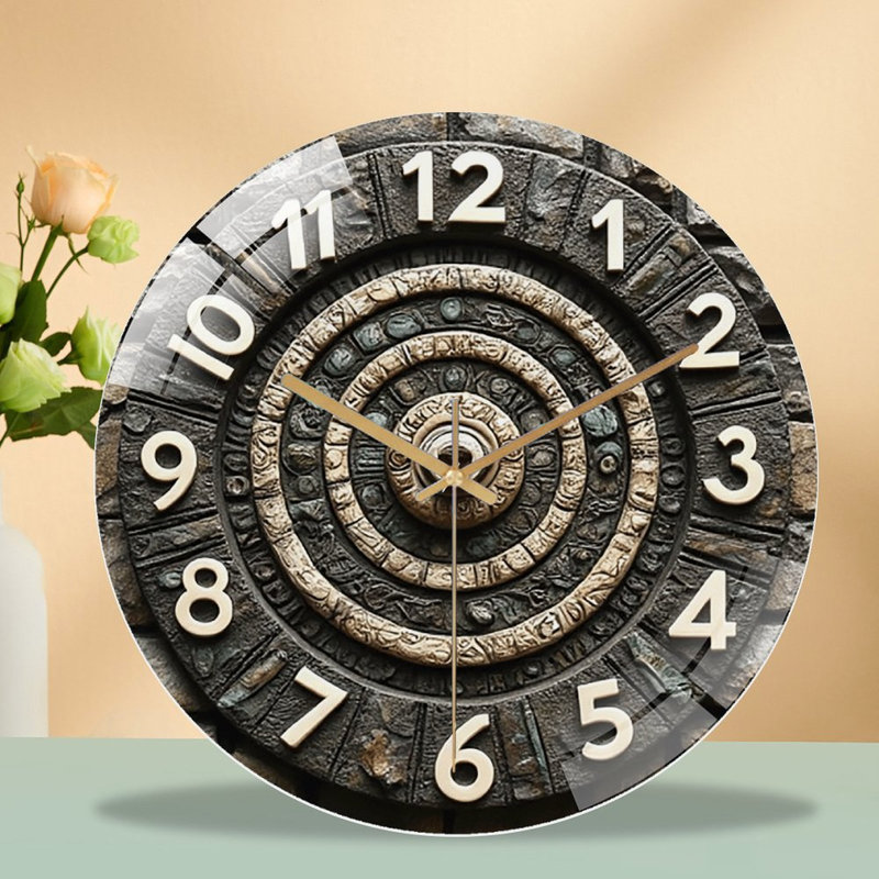 Horloge murale en pierre avec calendrier maya en pierre 12 po
