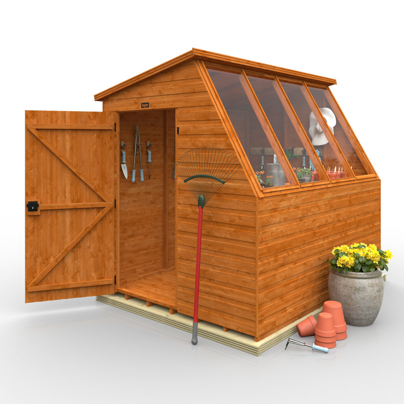 Solid Wood Shiplap Pent Garden Shed, 6ft. W x 8ft. D
