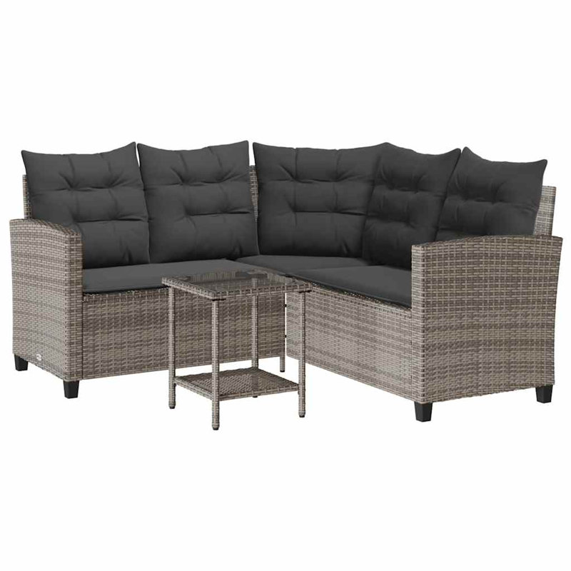  Garden Sofa Gray, Dark Gray PE Rattan Medium Adjustable Feet
