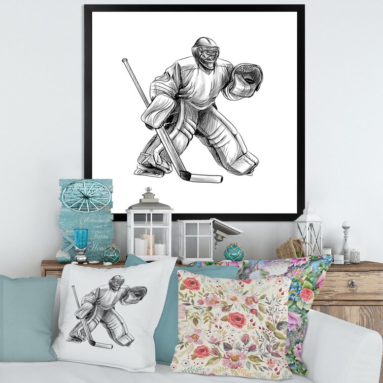 Fondo 18 x 18 in. Hockey Player-Double Sided Print Indoor Pillow