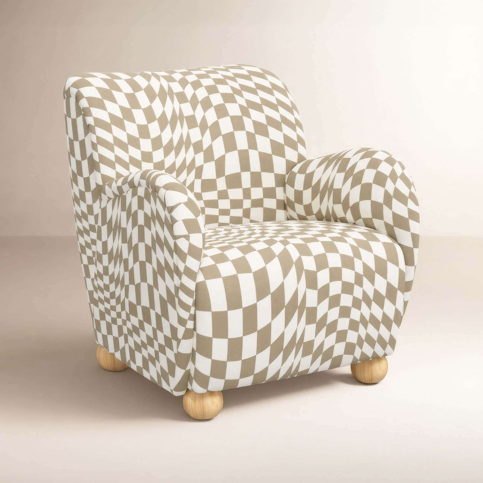 Cowen Cotton Armchair, Groovy Tan Checkered