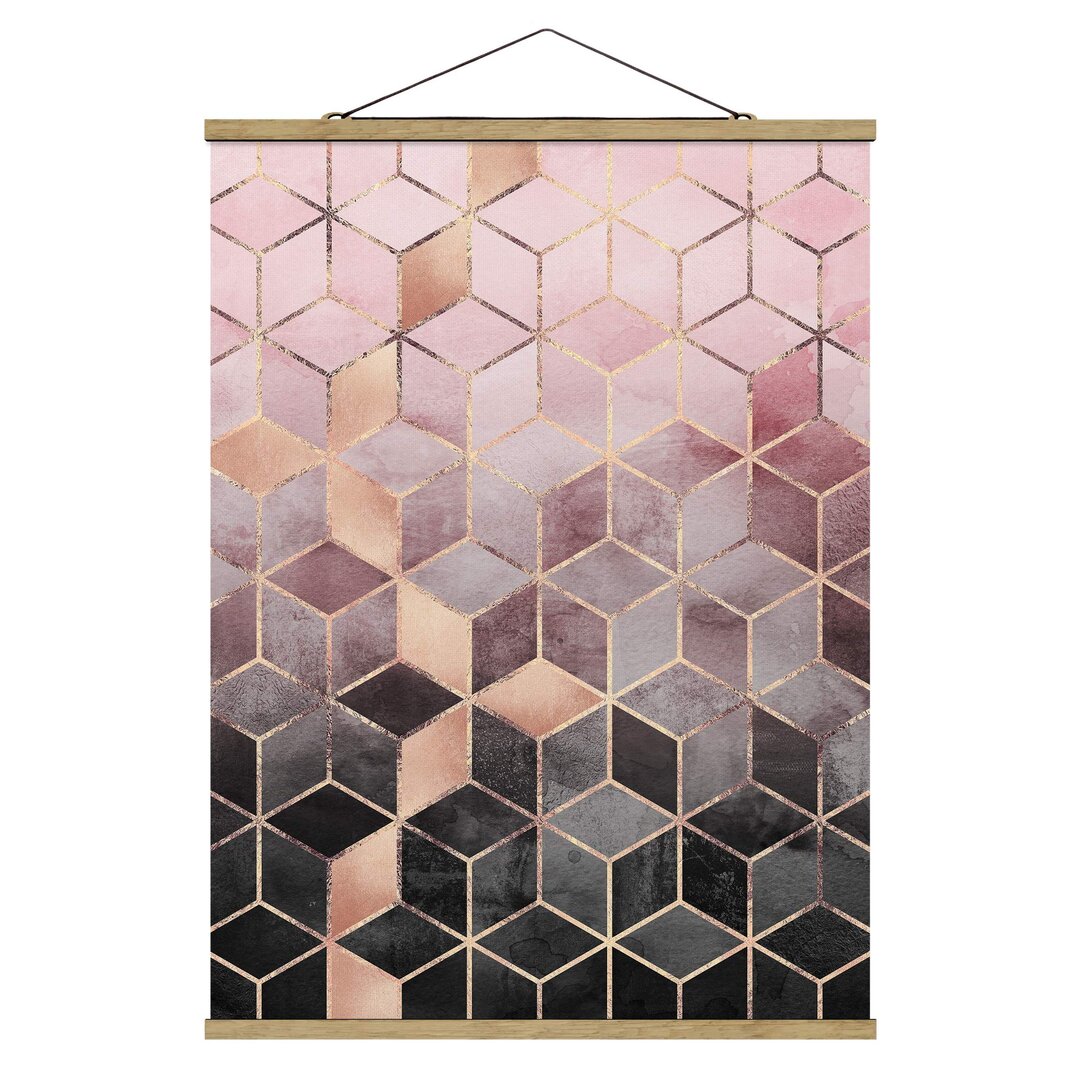 Grafikdruck Pink Grey Golden Geometry von Elisabeth Fredriksson