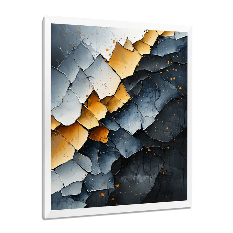 Thom - Art mural abstrait, salon, H 32 po x l 16 po, Reproduction encadrée d'une seule photo, Blanc