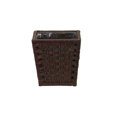 Woven Waste Basket with Removable Liner Handwoven Paper Rope and Wood Frame