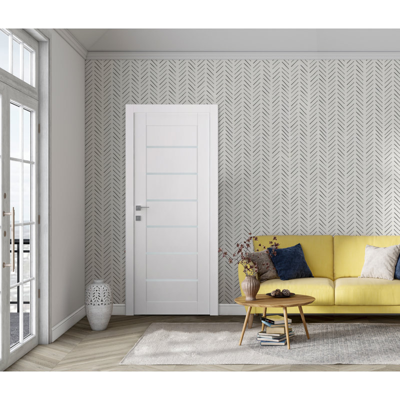 Dalle de porte intérieure en bois givré Elba, Blanc noble, 29,75 po x 83,23 po
