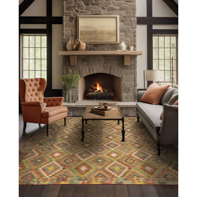 Tapis doré / rouge / brun Hovey Tribal