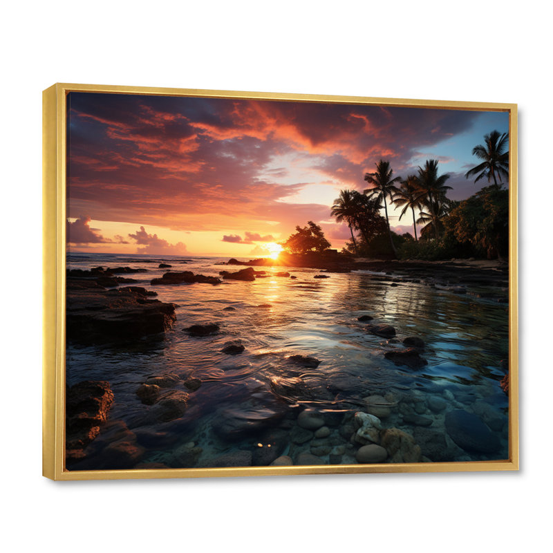 Dominicain Tropical Dreams, reproduction d'art sur toile, H 16 po x l 32 po x P 1 po, Cadre flottant doré