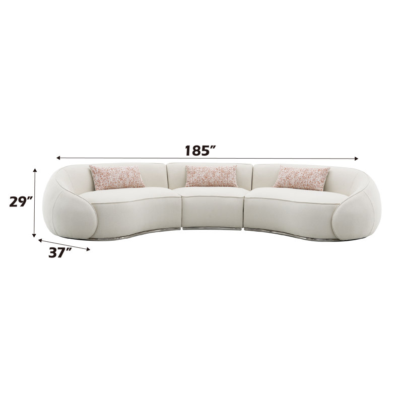 Canapé modulaire Brixton Boucle avec 3 coussins et structure en acier
