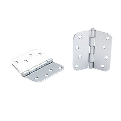 4 in. x 4 in. Polished Chrome Full Mortise Residential 5/8 in. Radius Hinge with Removable Pin - Set of 2
