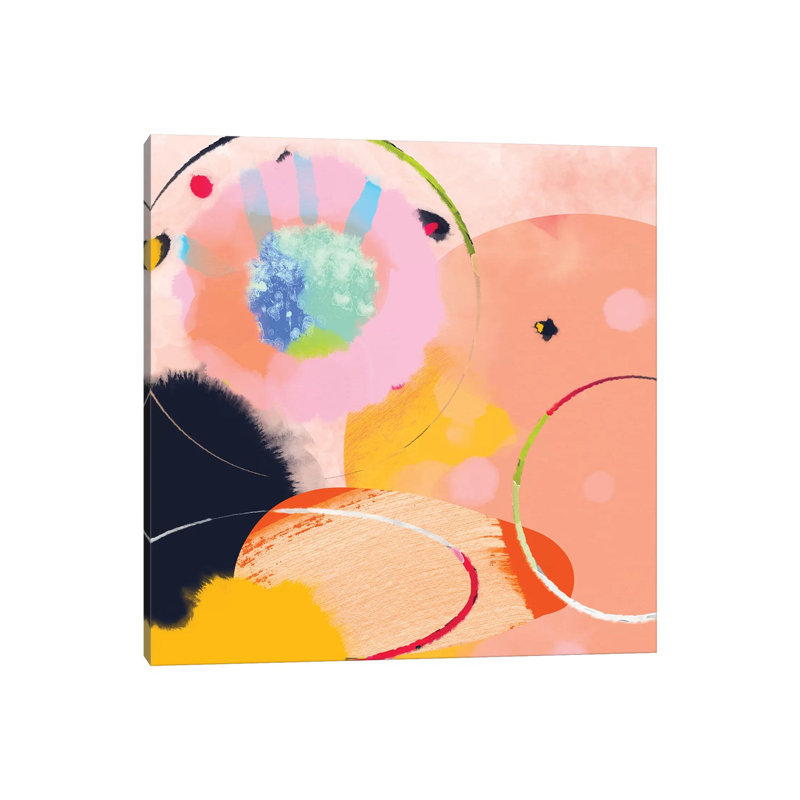 «Circles Abstract» par Ana Rut Bré - impression d'art graphique, Toile tendue, Pas de tapis, H 18 po x l 18 po x 1,5 po