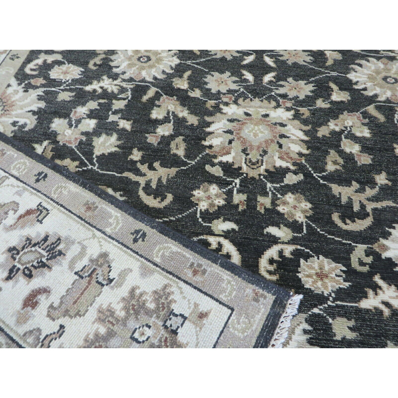 Tapis oriental gris anthracite noué à la main 9 po x 11 pi 5 po Oushak Ushak A6EA305AC64340468CD9E6B5B57851C1
