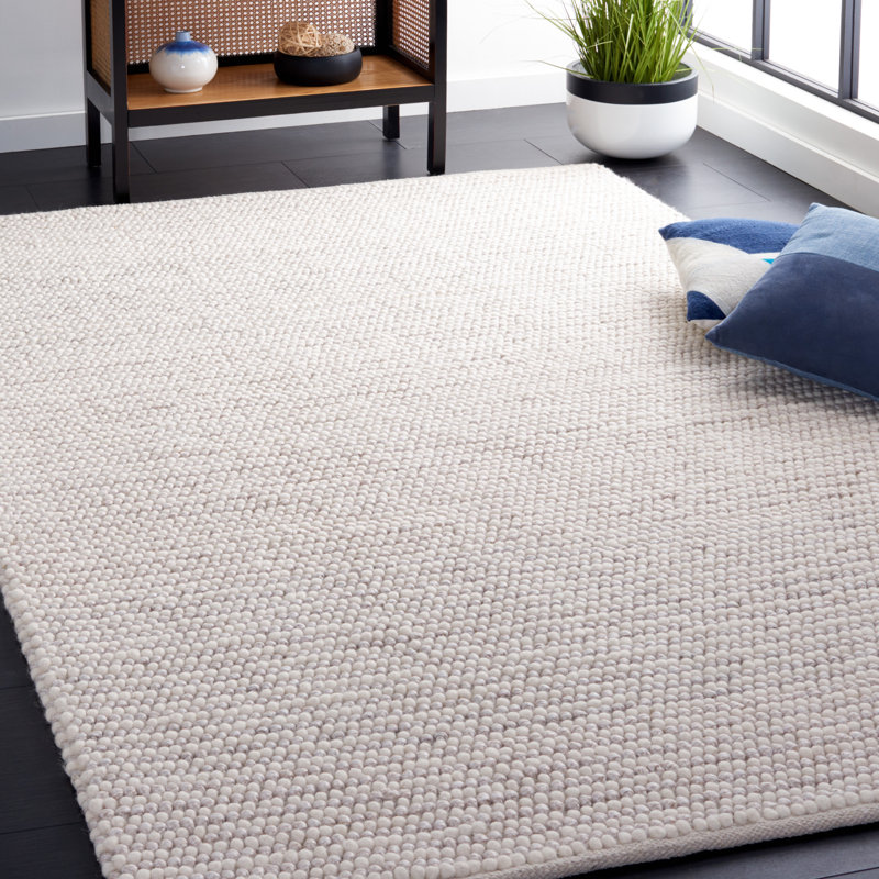 Tapis ivoire / beige fait à la main Charvik, Rectangle 6 pi x 9 pi
