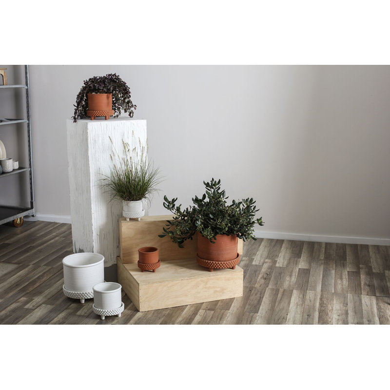 Hendrikka Handmade Ceramic Pot Planter, 6" H x 6.25" W x 6.25" D, Terracotta