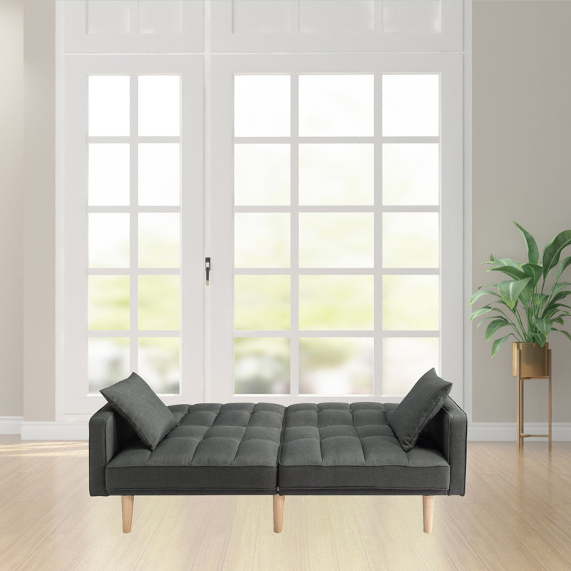 Lit simple futon en polyester avec matelas 71 po
