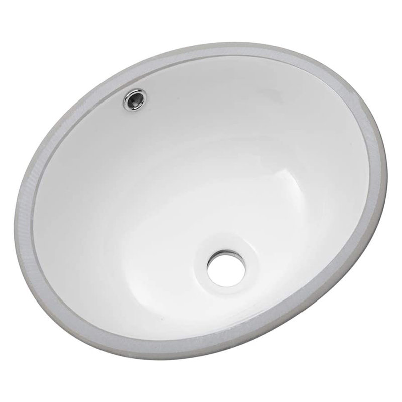 Lavabo de salle de bain encastré ovale en céramique blanche avec trop-plein