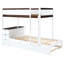 Lit superposé Twintwin avec bureau, lit gigogne simple blanc + aspect noyer blanc + tiroirs de rangement et bureau en noyer. Configuration de la chambre à coucher. Idéal pour les petites maisons