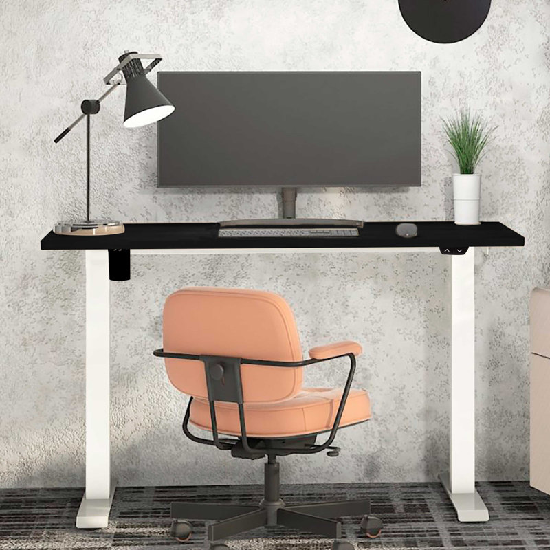 Alvera Adjustable Metal Base Standing Desk, Black