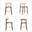 Tabouret de bar moderne à hauteur de comptoir avec dossier, non pivotant, pieds en bois d'hévéa massif et repose-pieds en métal bronze-123098463-131231056-131231055