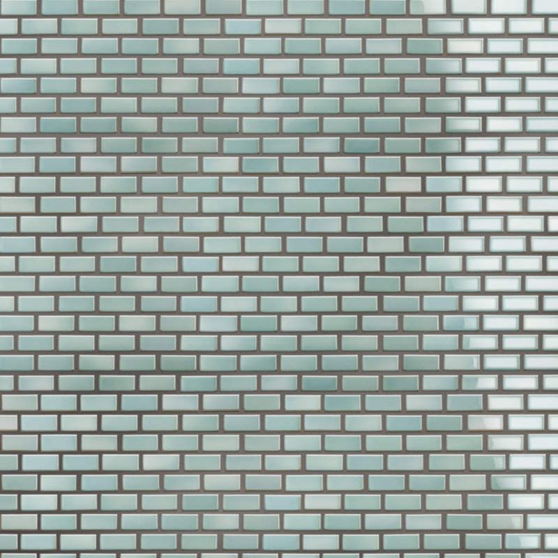 Hudson Subway White 11-3/4" x 12" Porcelain Mosaic Tile, Green