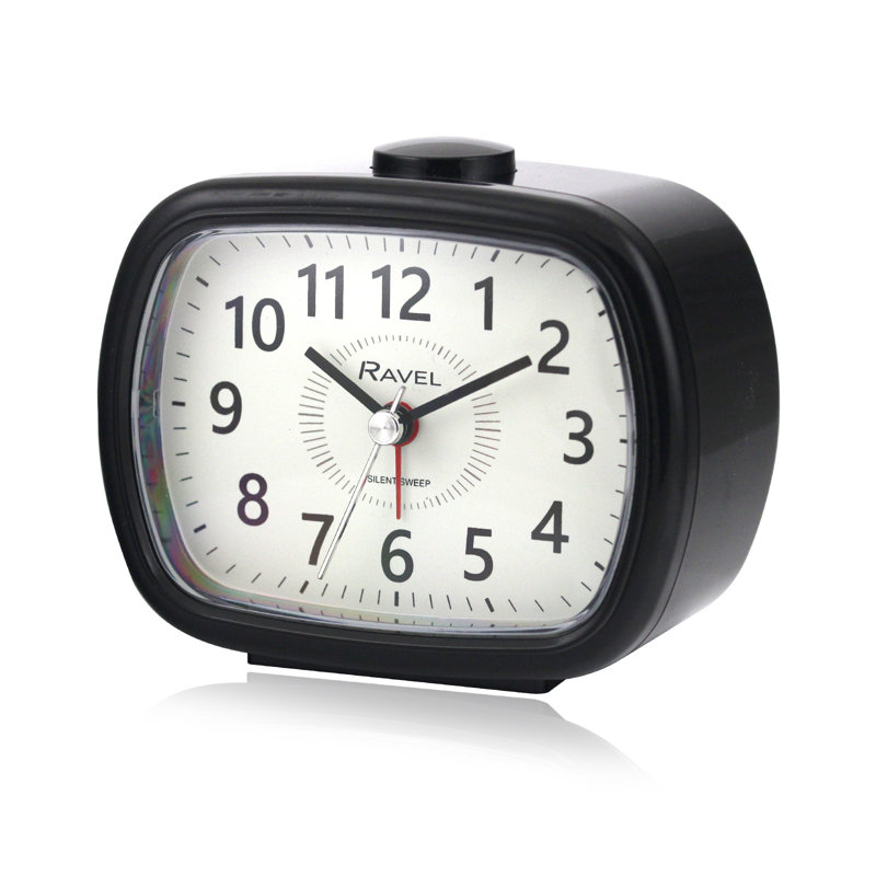 Analogue Quartz Movement / Crystal Alarm Tabletop Clock, Black