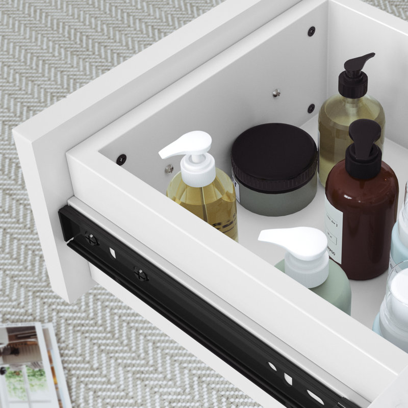 White 48'' Single Bathroom Vanity with Engineered Marble Top
