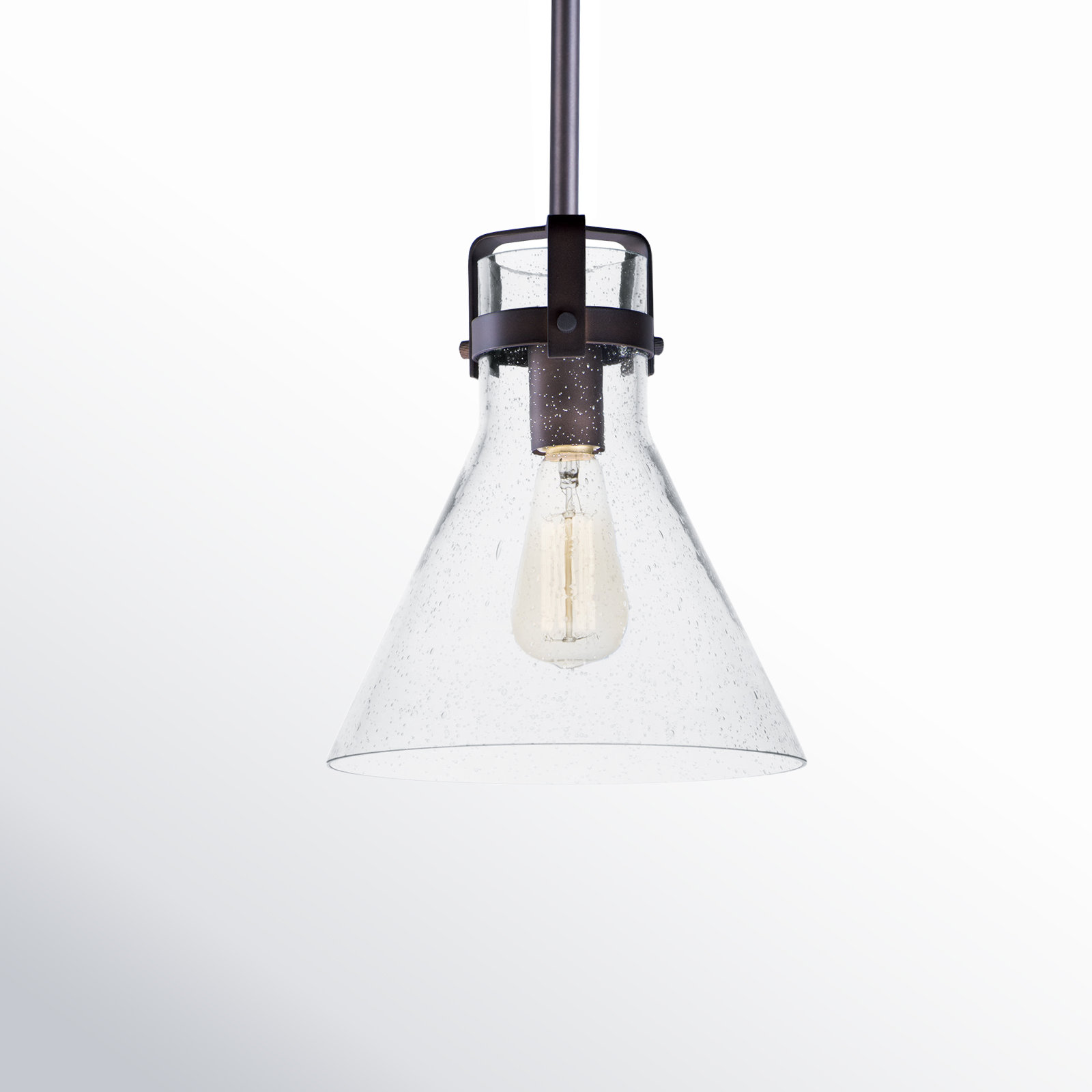 Mirri Single Light Glass Steel Dimmable Pendant, Oil Rubbed Bronze