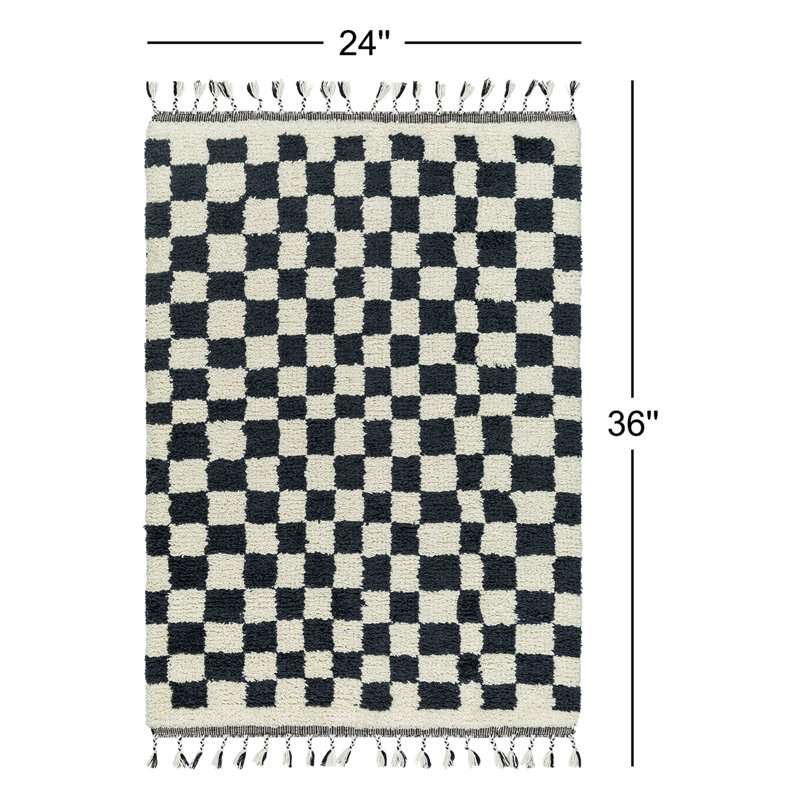 Keon Wool Checkered Indoor Rug, Rectangle 2' x 3'