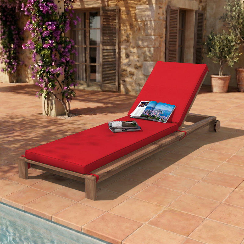Sunbrella® Outdoor Chaise Cushion, Canvas Jockey Red, 21" W x 78" D