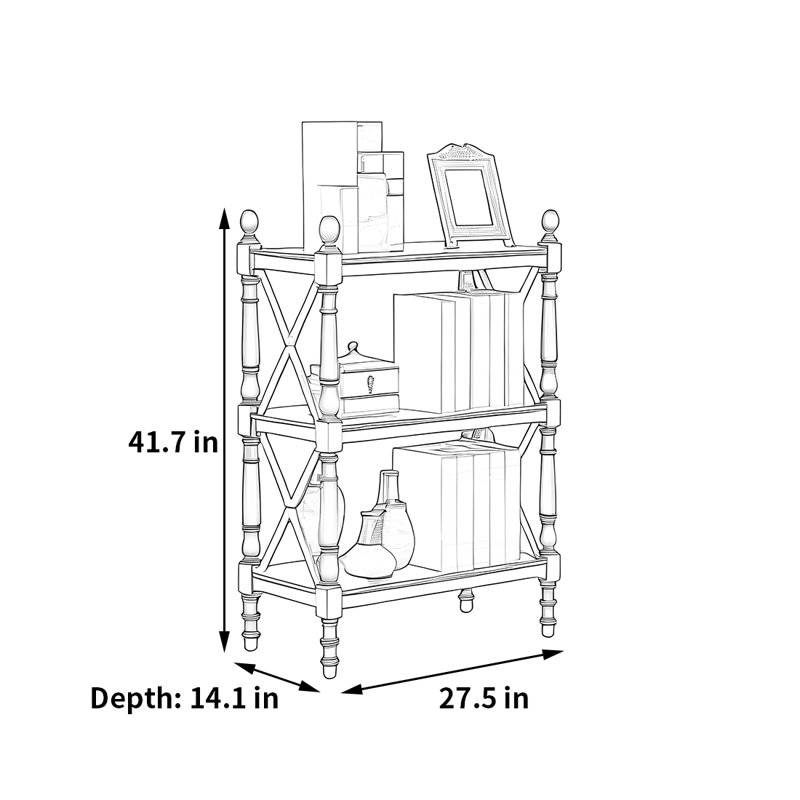 Snyder, (3 Shelves) 41.7"H x 27.5"W x 14.1"D