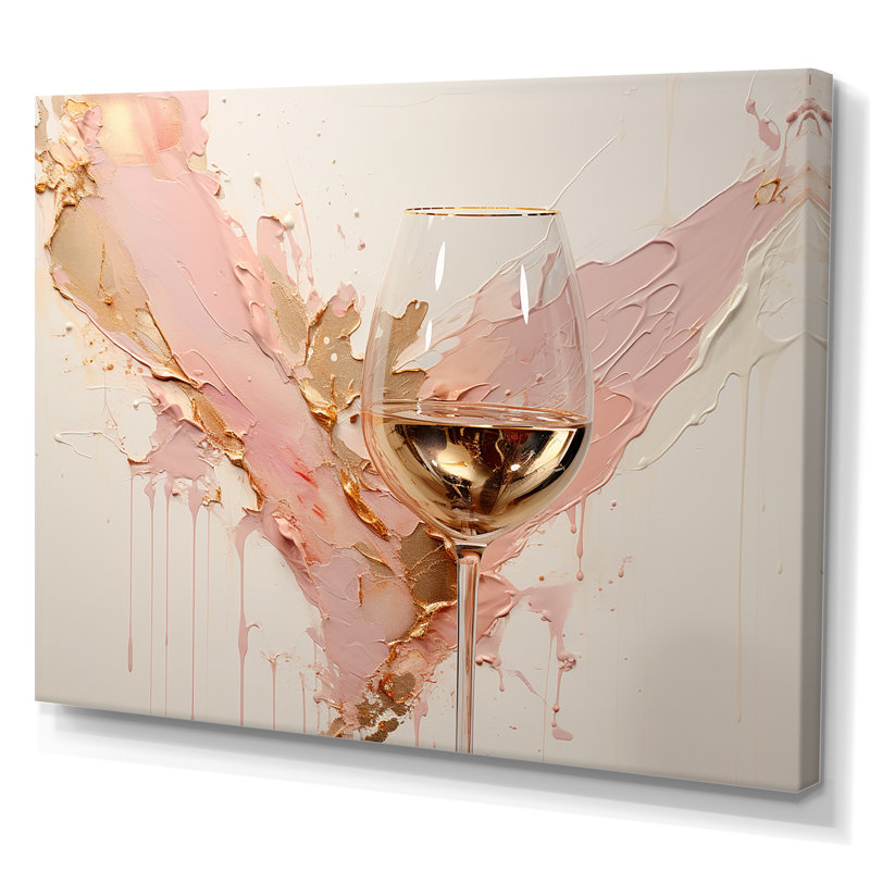 Minimalisme vin champagne - art mural vin champagne, Toile tendue, H 30 po x l 40 po x P 1,5 po