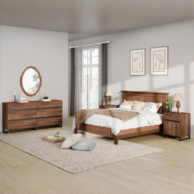 3-Piece Dresser And Nightstand Set, 63 Inches Dresser With 6 Drawers, 2 Nightstand With Drawer And Cabinet For Bedroom, Bedroom Furniture Set by Ebern Designs