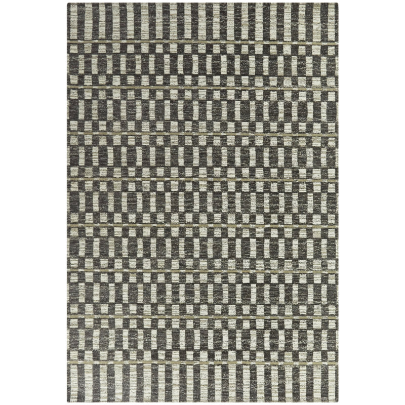 Rectangle tissé à la machine géométrique en jute / sisal / recyclé P.E.T. Tapis brun, Rectangle 5 pi 3 po x 7 pi