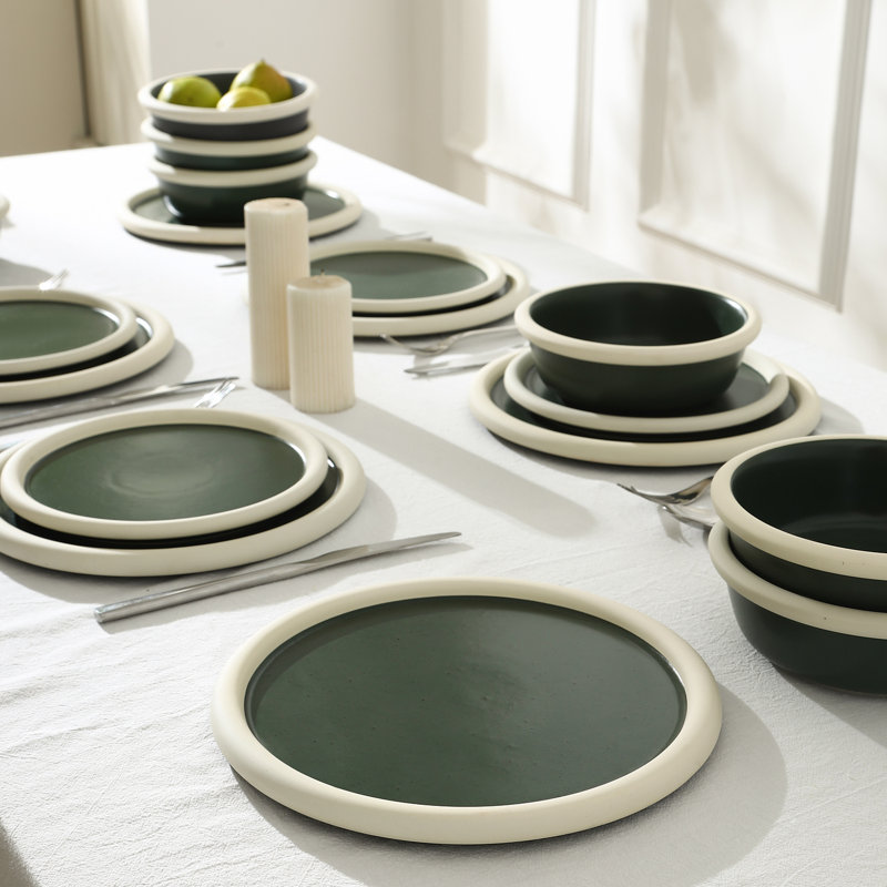 Stone Lain Capri 12-Piece Dinnerware Set Stoneware, Green