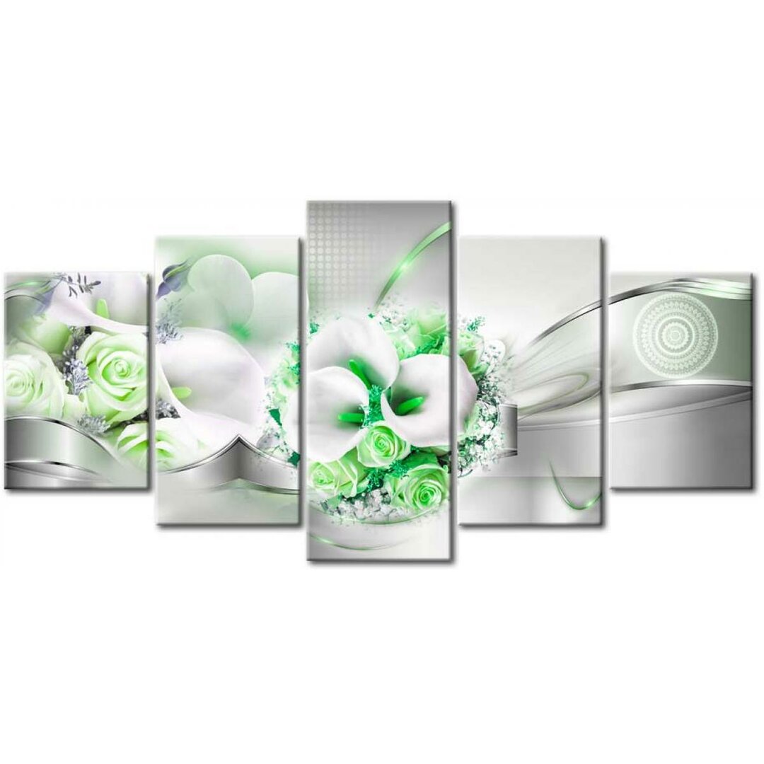 5-tlg. Leinwandbilder-Set Emerald Bouquet