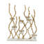 Porte-bougie Betty, motif de branches d'or, verre, marbre blanc, 18 po