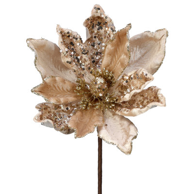 24"Velvet Sheen/Sequins Magnolia Stem