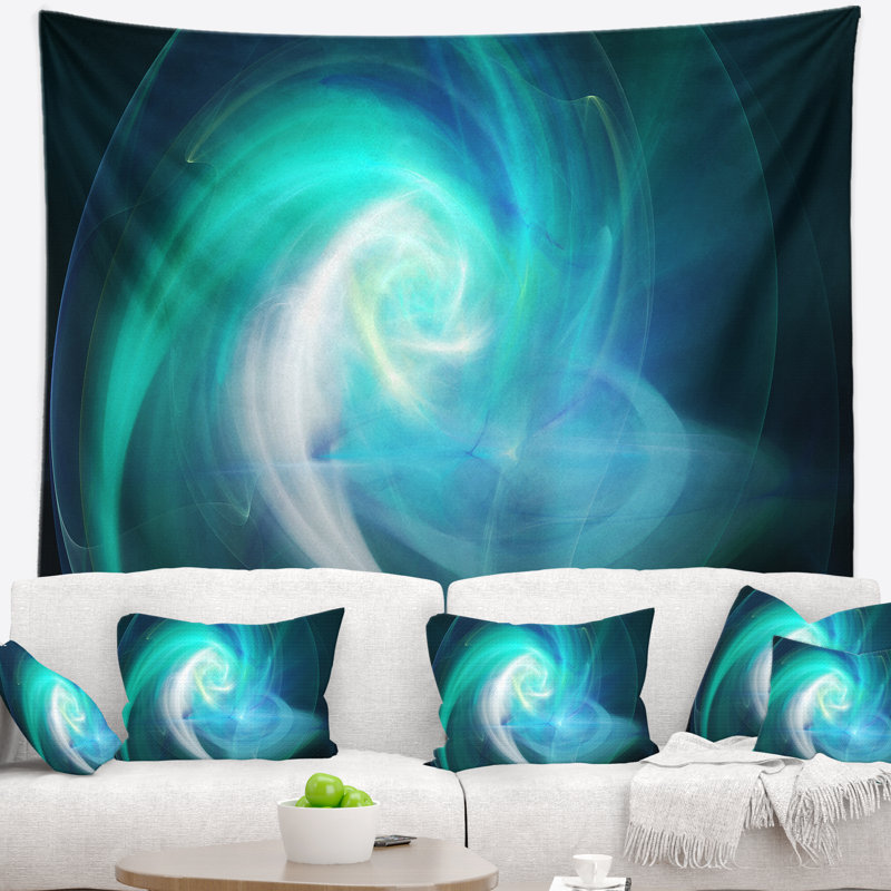 Tapisserie bleue fractale, H 32 po x l 39 po