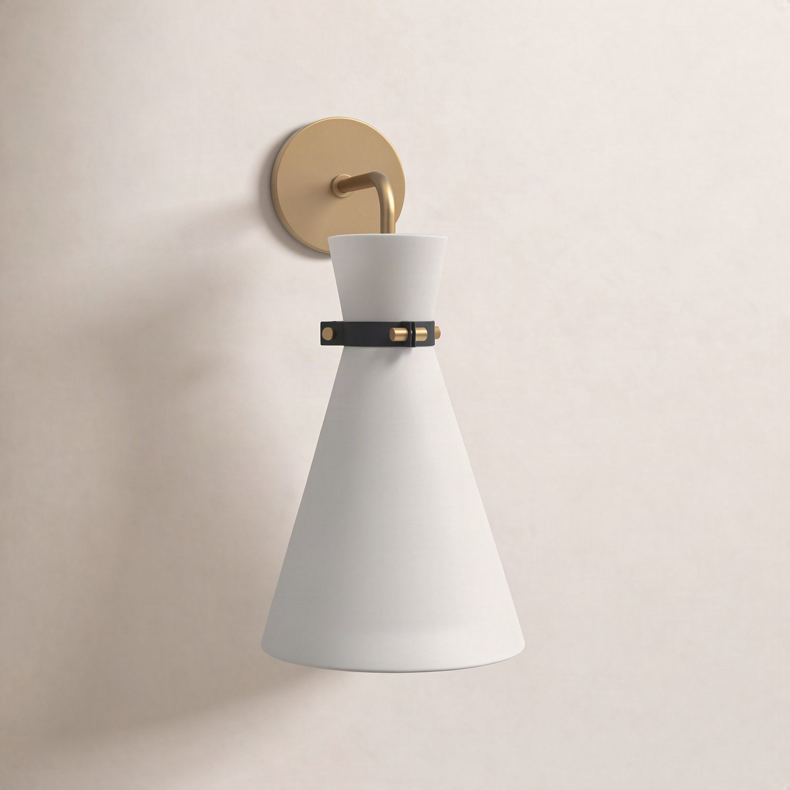 Single Light Dimmable Armed Sconce, Aged Brass/Black