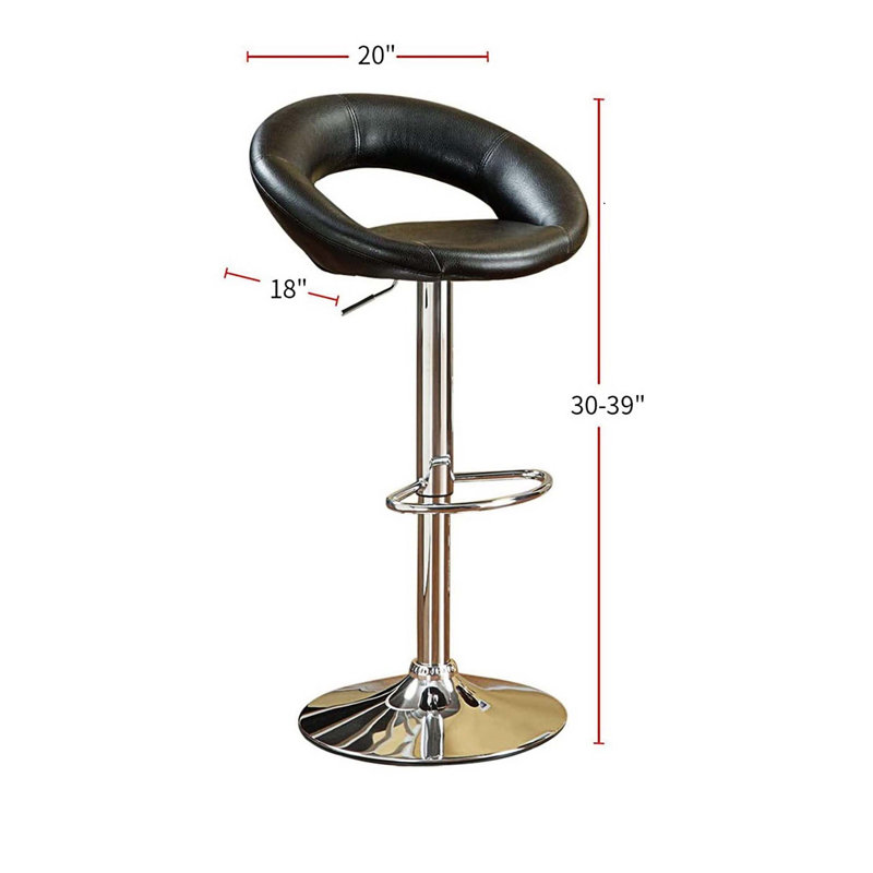 Bylnice Swivel Upholstered Adjustable Height Counter Stool with Metal Frame, Black
