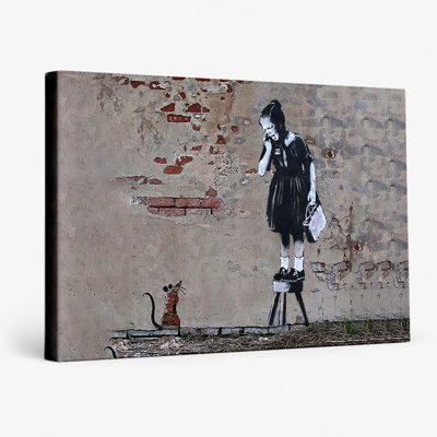 Girl and Mouse — Street Art Print — Canvas Wall Art