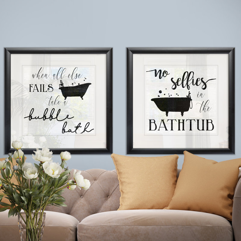 « take a bubble bain », ensemble de 2 reproductions d’art textuelles encadrées, Cadre noir