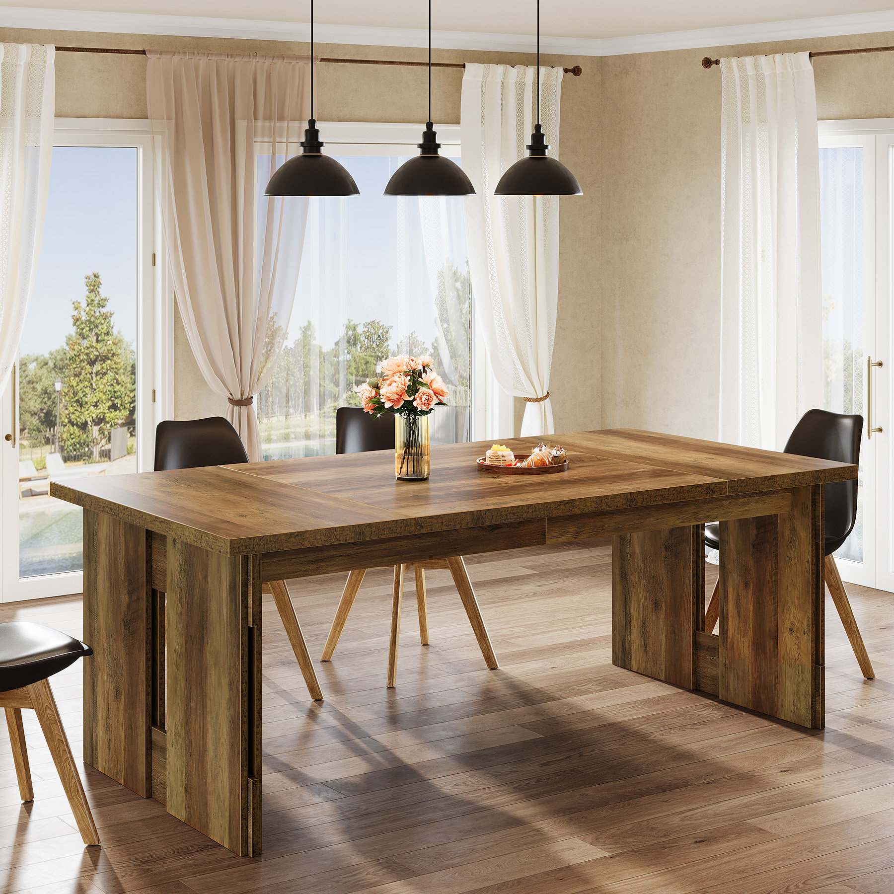 Millwood Pines 63-Inch Rustic Brown Farmhouse Dining Table - Wayfair Canada