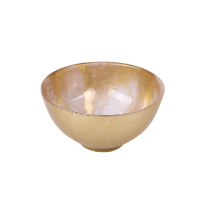 Gold-White Marble Bowl, 6"D