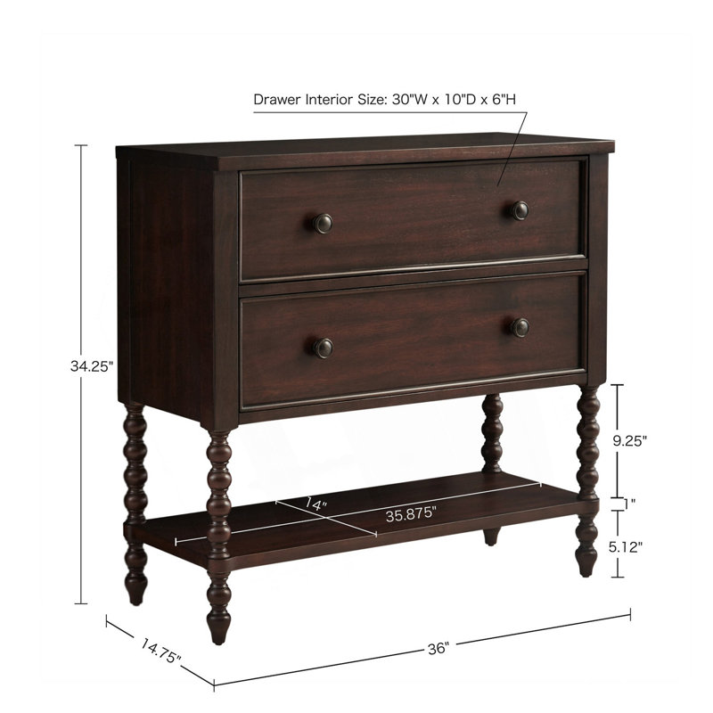 2 Drawer Accent Chest With Shelf, Morocco Brown