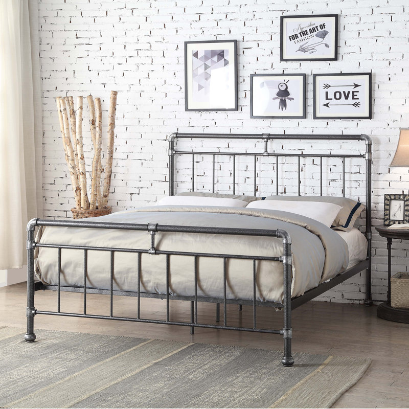 Alsip Bed, Kingsize (5'), Black/Silver
