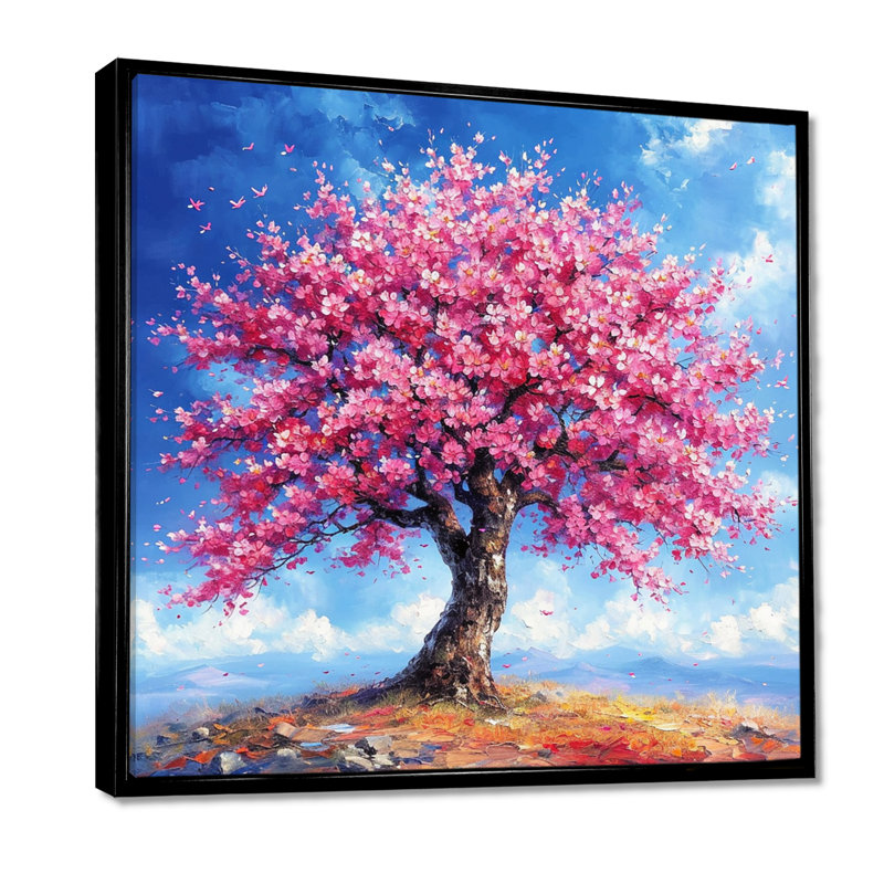 Timeo - Tree Sycamore Wall Art, Black Floater Framed Canvas, 16" H x 16" W x 1" D
