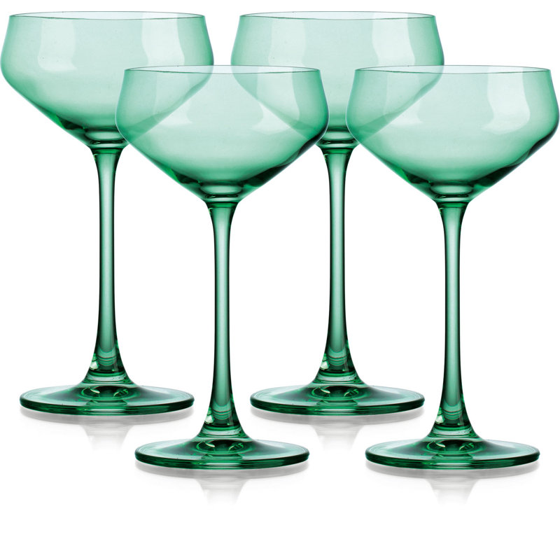Ensemble de quatre coupes en cristal vert