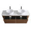 Meuble-lavabo double lavabo incurvé Erba, fini noyer