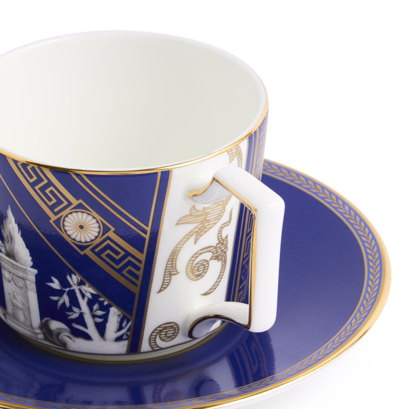 Renaissance Bone China Teacup, Blue/Gold